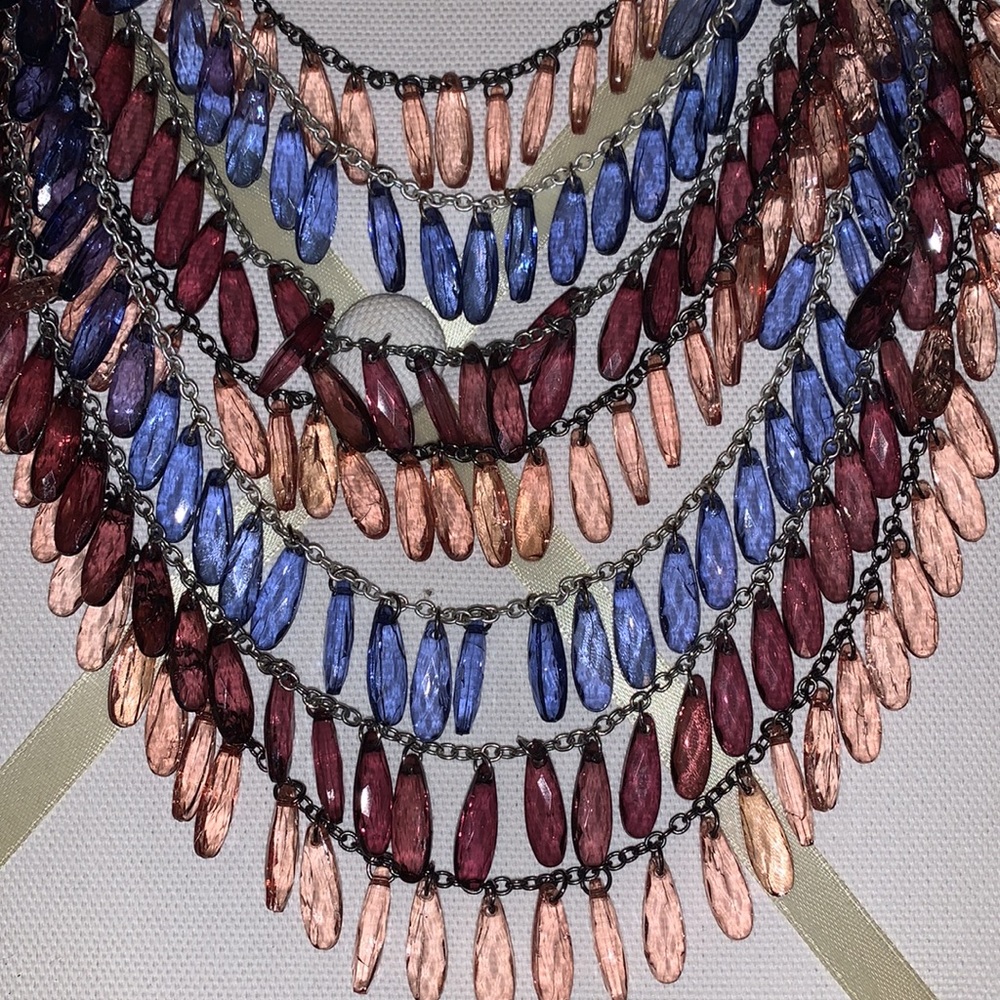 Multi-Strand Colored Drop Necklace - image 2
